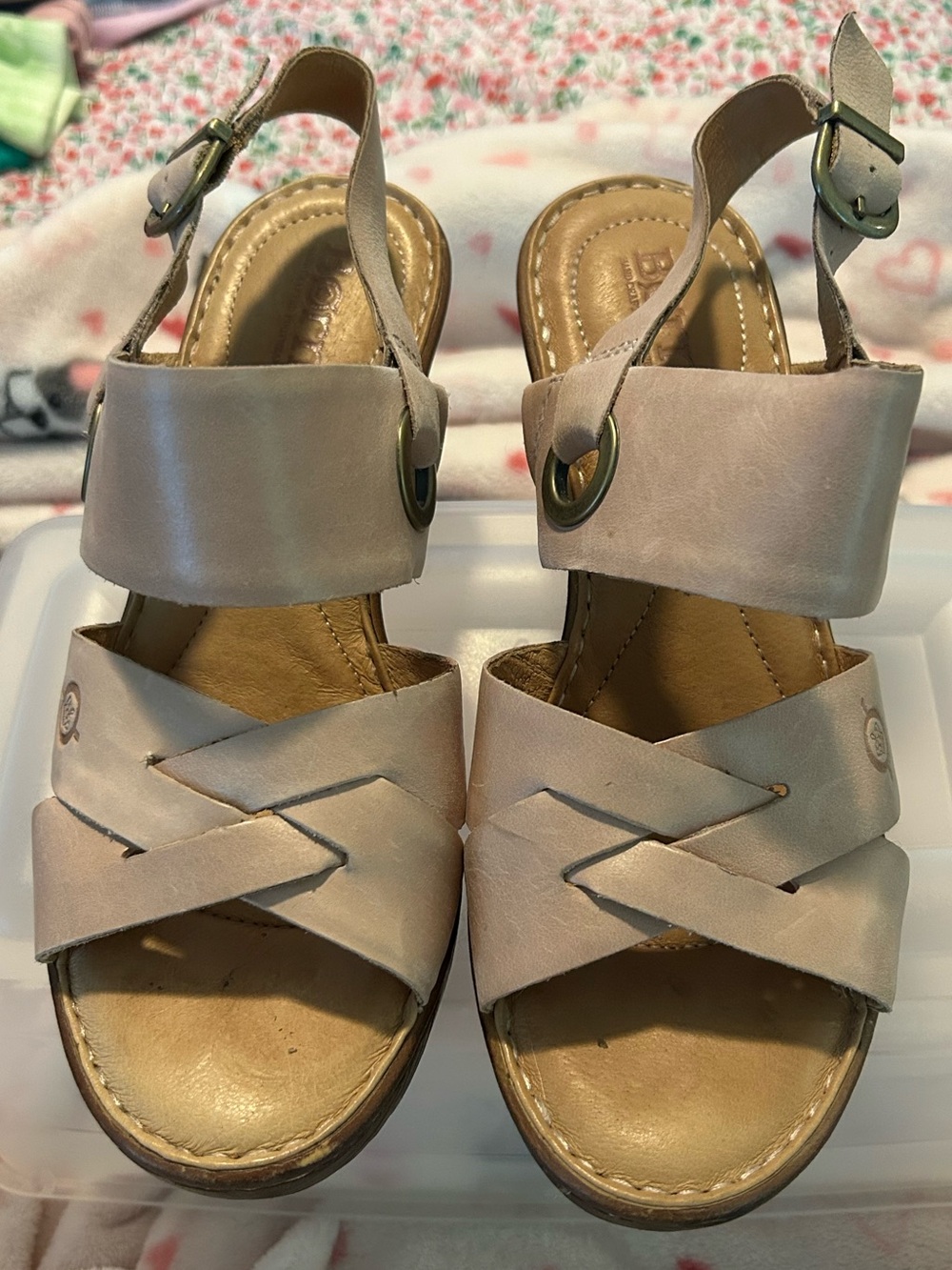 Born Women's Blush Leather Slingback Sandals